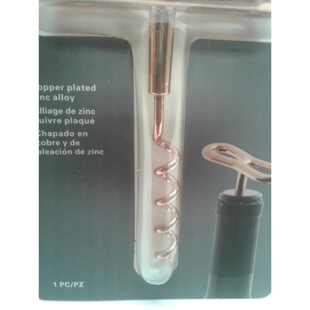 Kikkerland Corkscrew Wine Bottle Opener Copper Plated Zinc Alloy NEW